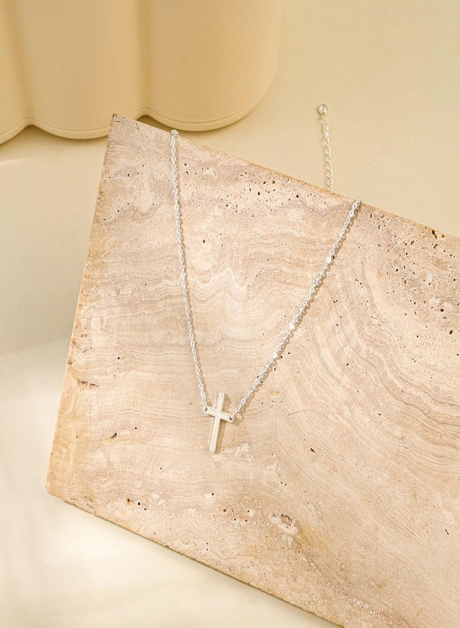 KICKGY Cross Necklace for Women,Dainty Silver Cross Necklace Small Cute Pendant Necklaces Simple Choker Necklaces for Women Trendy Fashion Silver Jewelry for Women Baptism Gifts - Image 5
